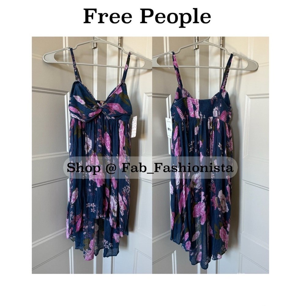 Free People Floral Tunic Top size XSmall Blue